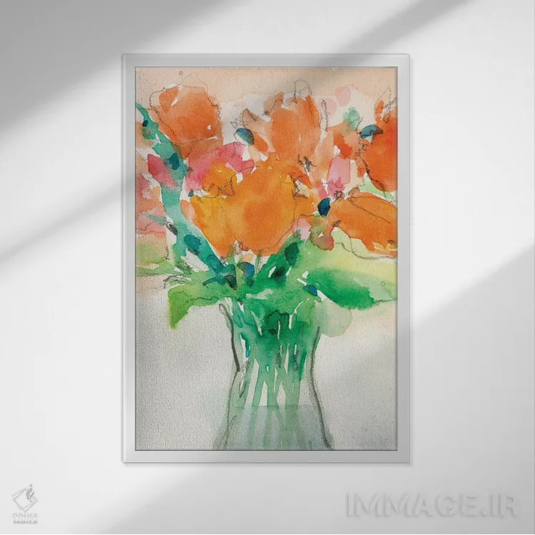 تابلو دکوراتیو دسته گل شاد I اثر ساموئل دیکسون - نمای قابدار سفید