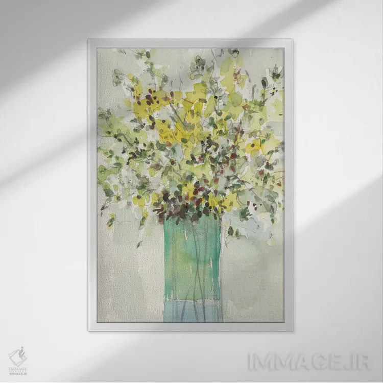 تابلو مدرن گلدان بلند II اثر ساموئل دیکسون - نمای قابدار سفید