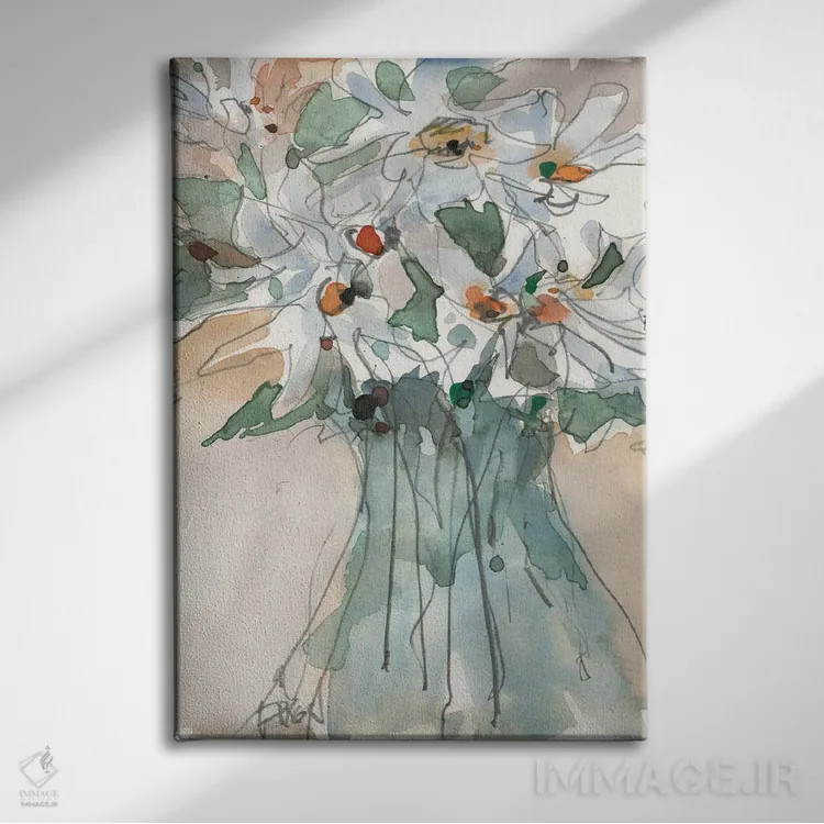 تابلو مدرن دید گل داوودی I اثر ساموئل دیکسون - نمای روبهرو روی دیوار