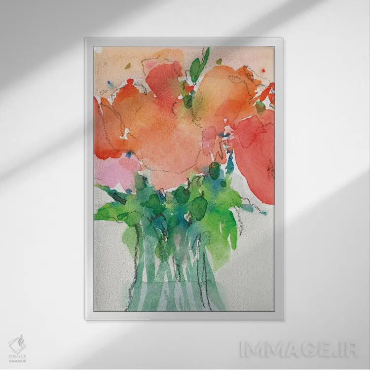 تابلو دکوراتیو دسته گل شاد II اثر ساموئل دیکسون - نمای قابدار سفید