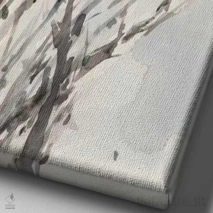 تابلو دکوراتیو شاخه ها با آبرنگ I اثر ساموئل دیکسون - نمای نزدیک بافت بوم