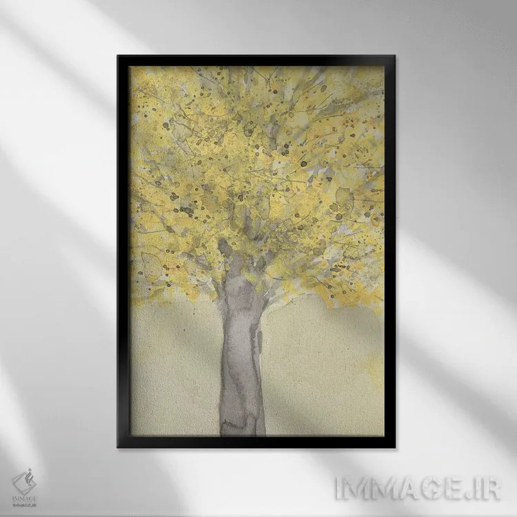 تابلو مدرن لحظه پاییز زرد I اثر ساموئل دیکسون - نمای قابدار مشکی