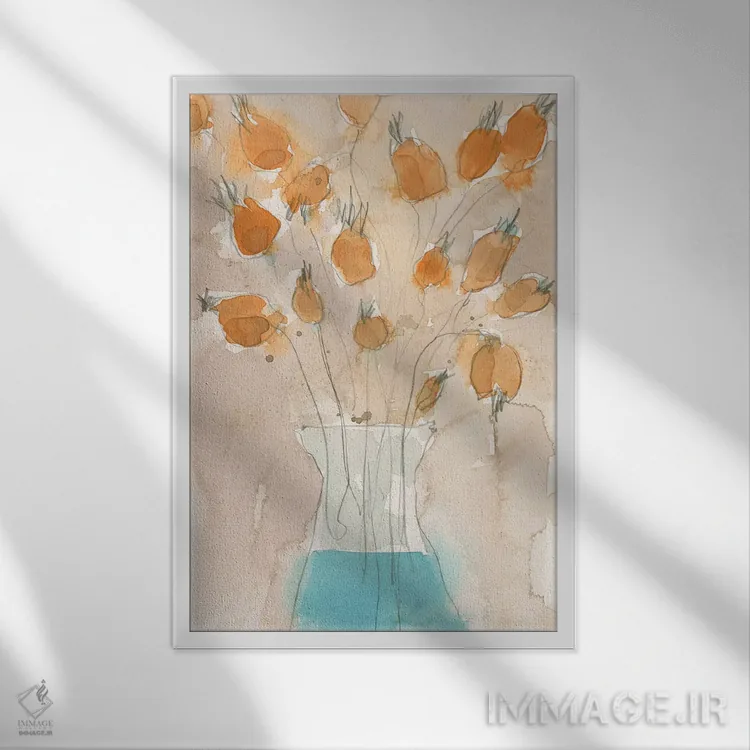 تابلو مدرن گلدان خشخاش I اثر ساموئل دیکسون - نمای قابدار سفید