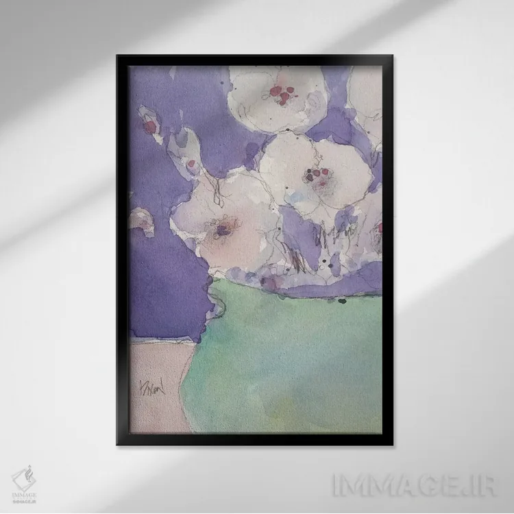 تابلو دکوراتیو اشیای گلدار ۲ اثر ساموئل دیکسون - نمای قابدار مشکی