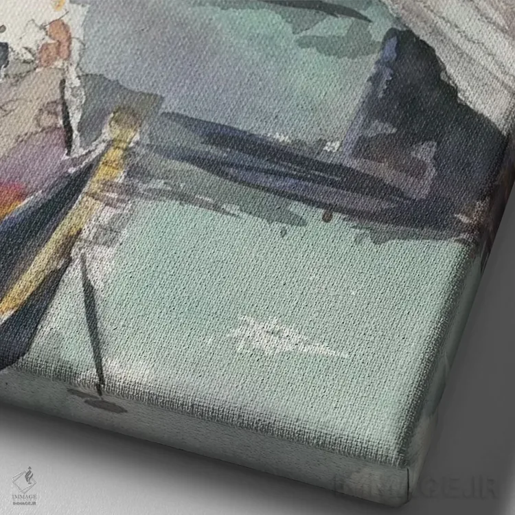 تابلو دکوراتیو در امتداد کانال ونیز اثر ساموئل دیکسون - نمای نزدیک بافت بوم