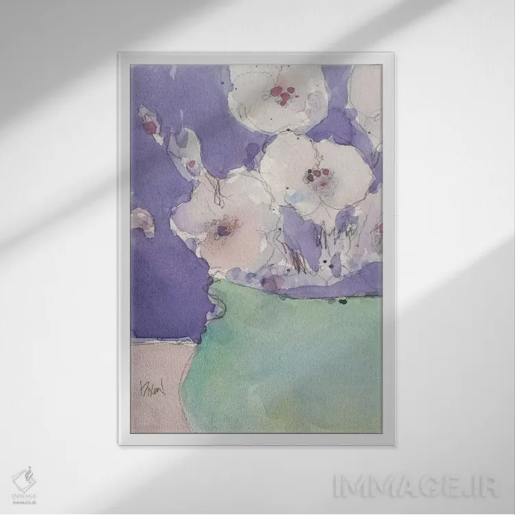 تابلو دکوراتیو اشیای گلدار ۲ اثر ساموئل دیکسون - نمای قابدار سفید