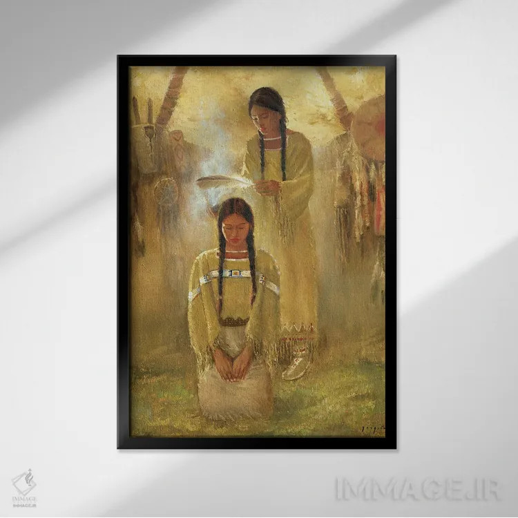 تابلو دکوراتیو آیین خواهران اثر دیوید جواکین - نمای قابدار مشکی