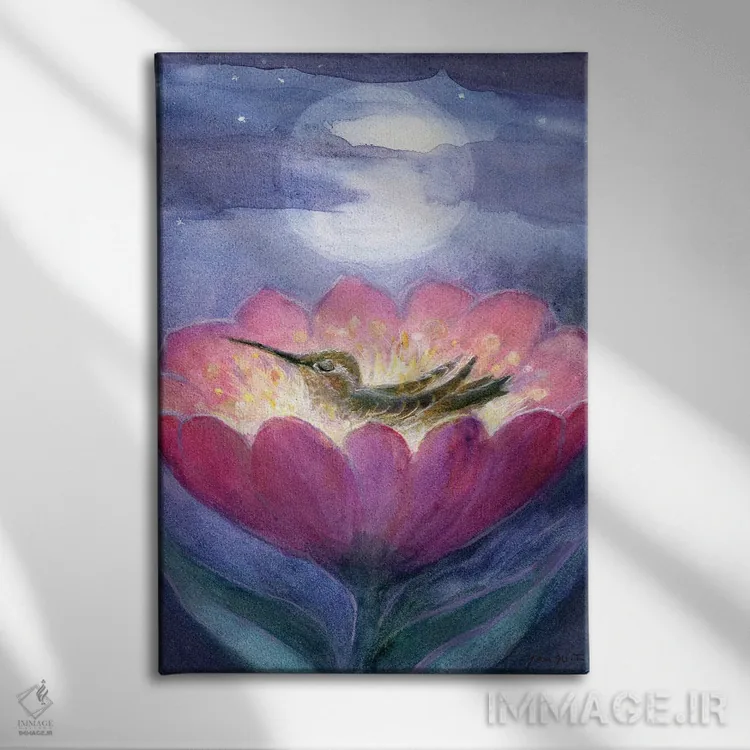 تابلو دکوراتیو شکوفه ی شبانه اثر دیوید جواکین - نمای روبهرو روی دیوار