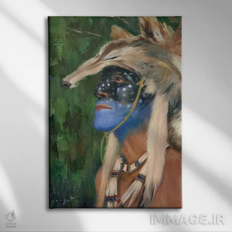 تابلو دکوراتیو کایوت آبی میکا اثر دیوید جواکین - نمای روبهرو روی دیوار