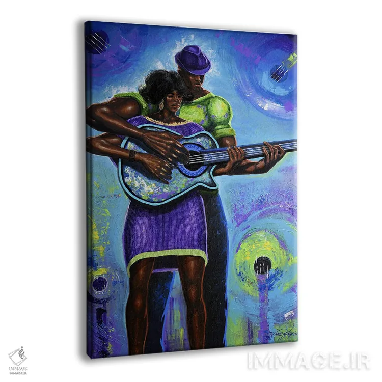 تابلو دکوراتیو نواختن گیتار با قطعه یکسان اثر دیان جی - نمای پرسپکتیو محصول