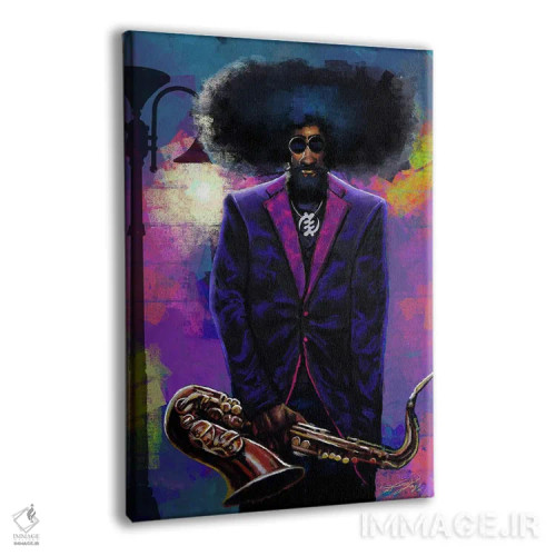 تابلو دکوراتیو پیرمرد نوازنده ساکسفون اثر دیان جی - نمای پرسپکتیو محصول