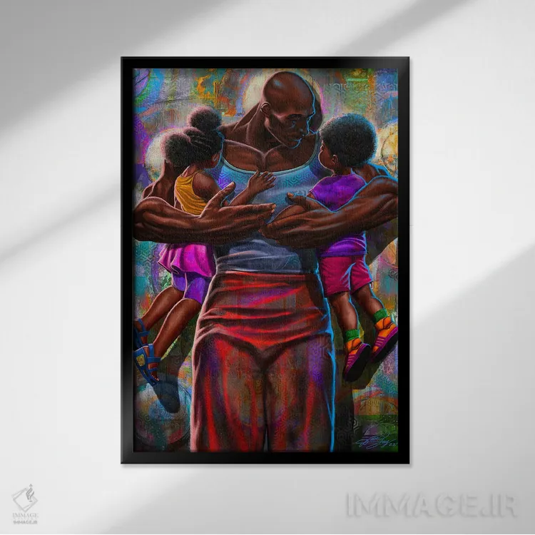 تابلو دکوراتیو آغوش پدر اثر دیان جی - نمای قابدار مشکی