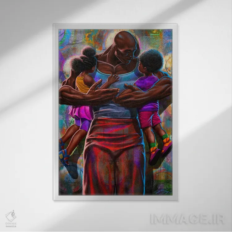 تابلو دکوراتیو آغوش پدر اثر دیان جی - نمای قابدار سفید