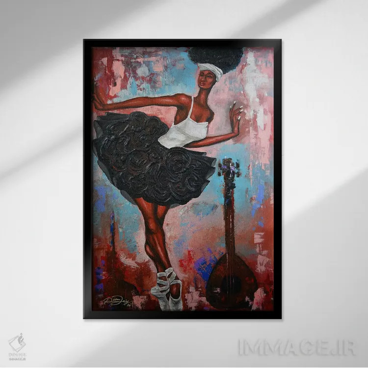 تابلو دکوراتیو بانوی وقار اثر دیان جی - نمای قابدار مشکی