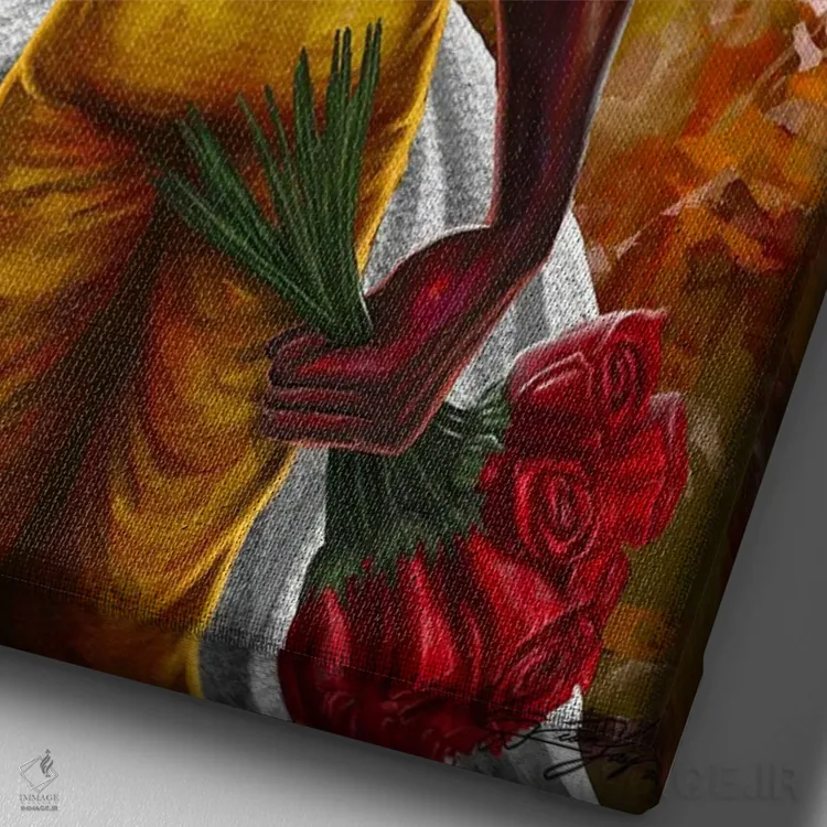 تابلو دکوراتیو بوسه فرشته اثر دیان جی - نمای نزدیک بافت بوم