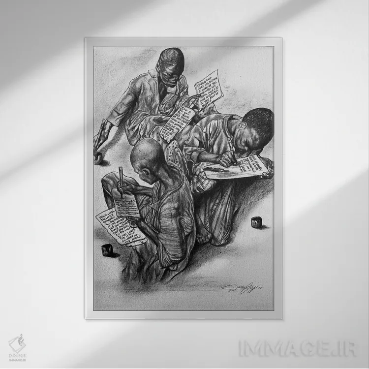 تابلو دکوراتیو یادگیری خوب اثر دیان جی - نمای قابدار سفید