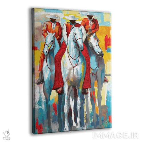 تابلو دکوراتیو سه سوارکار اثر دیان جی - نمای پرسپکتیو محصول