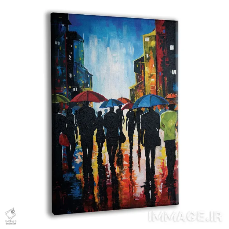تابلو دکوراتیو شب بارانی در شهر اثر دیان جی - نمای پرسپکتیو محصول