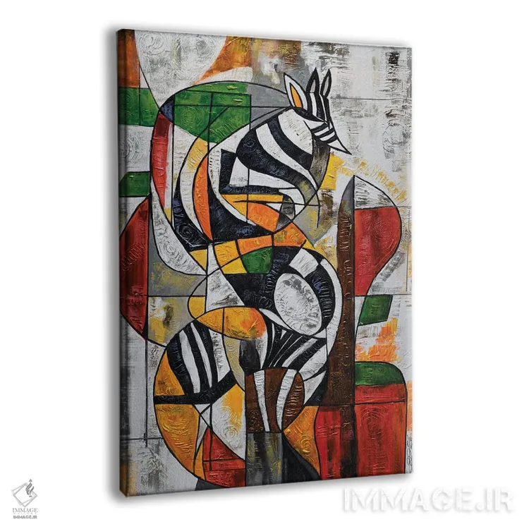 تابلو انتزاعی گورخرانه اثر دیان جی - نمای پرسپکتیو محصول