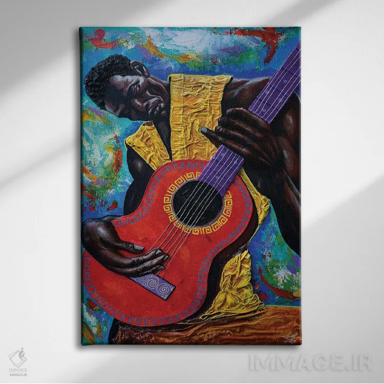 تابلو دکوراتیو ریتم های گیتار اثر دیان جی - نمای روبهرو روی دیوار