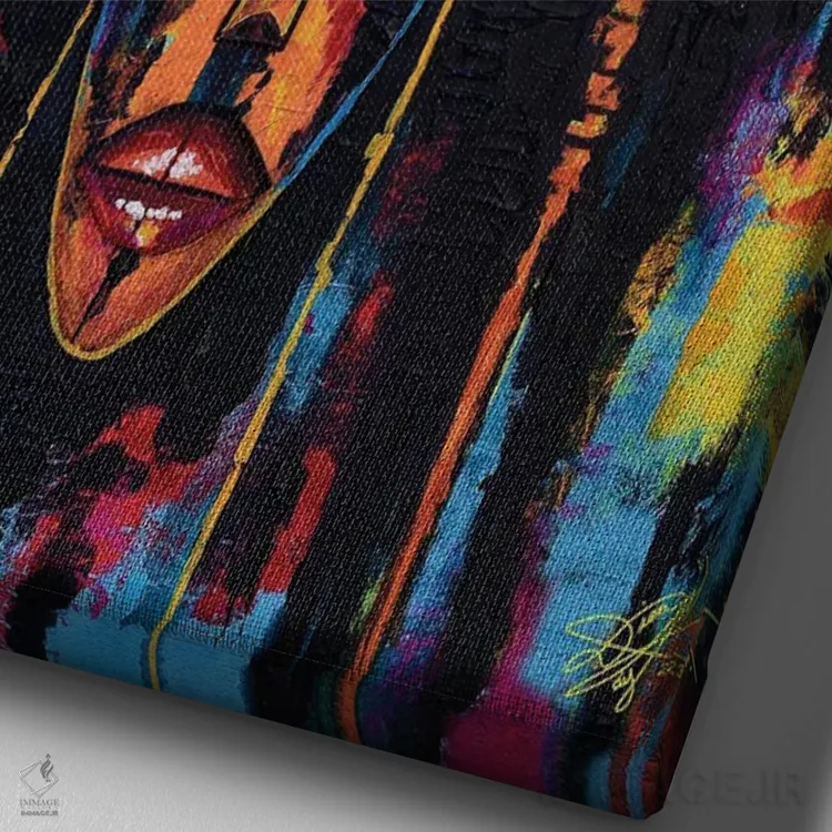 تابلو دکوراتیو سه گانه چهره ها اثر دیان جی - نمای نزدیک بافت بوم