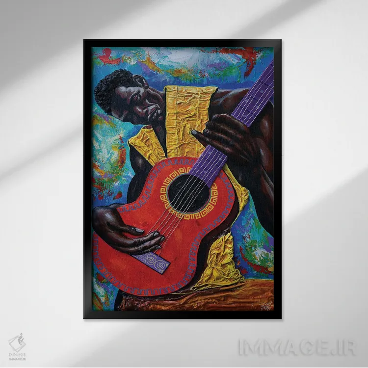 تابلو دکوراتیو ریتم های گیتار اثر دیان جی - نمای قابدار مشکی