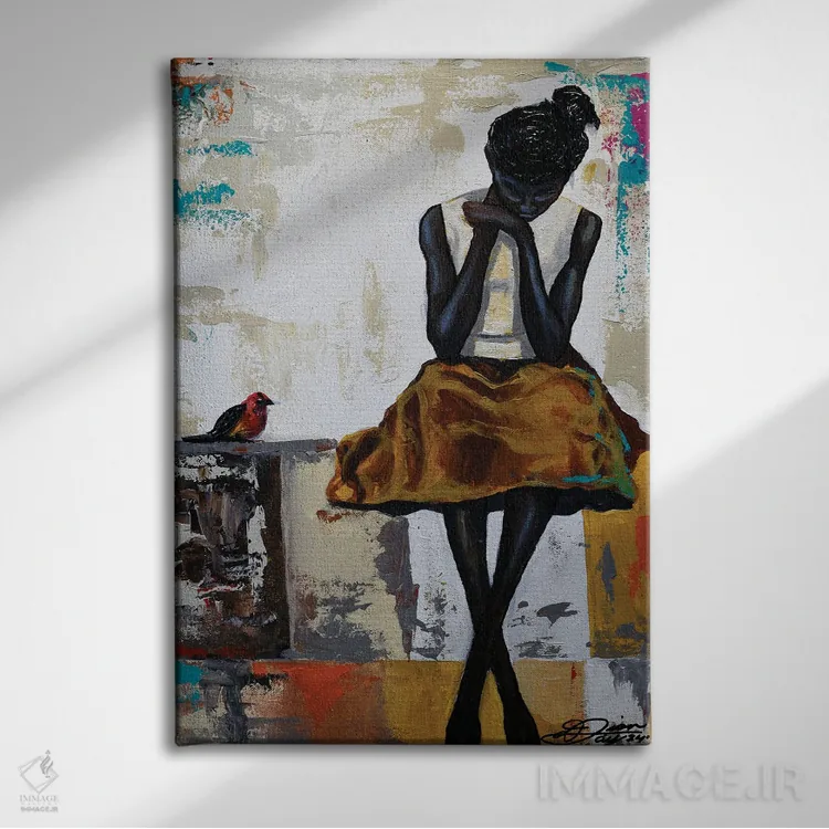 تابلو دکوراتیو پرنده شنوا اثر دیان جی - نمای روبهرو روی دیوار