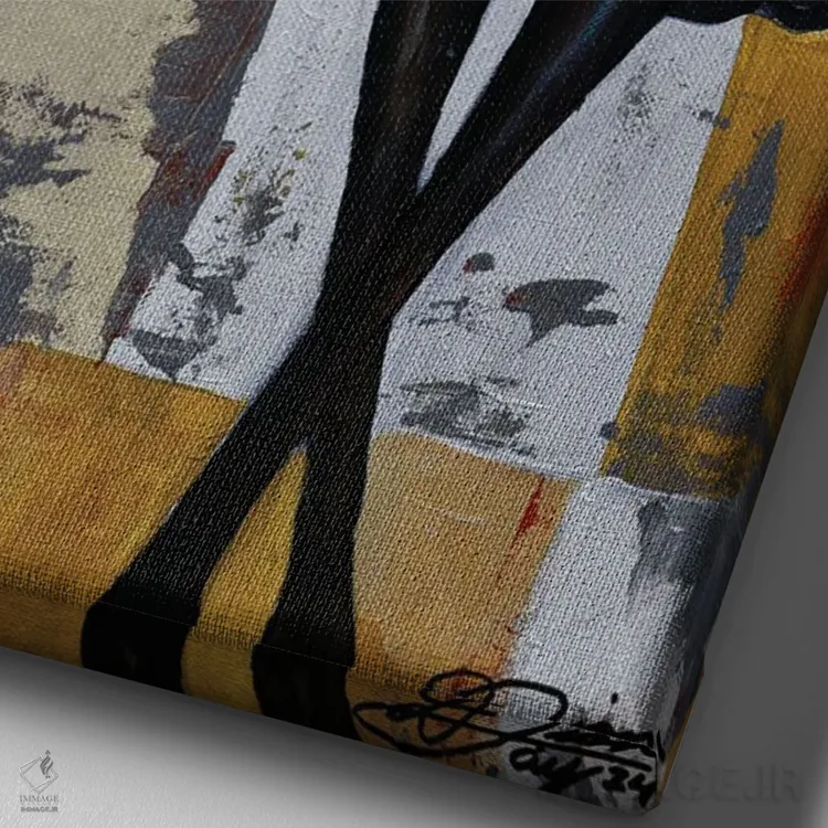 تابلو دکوراتیو پرنده شنوا اثر دیان جی - نمای نزدیک بافت بوم