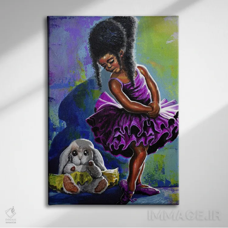 تابلو دکوراتیو رقصنده باله در حال تمرین اثر دیان جی - نمای روبهرو روی دیوار