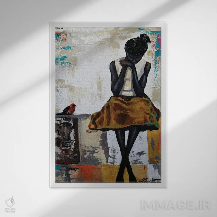 تابلو دکوراتیو پرنده شنوا اثر دیان جی - نمای قابدار سفید