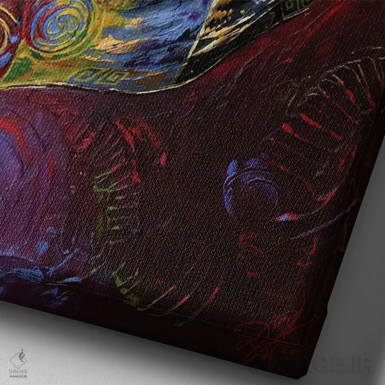 تابلو دکوراتیو ترکیب چهره ها اثر دیان جی - نمای نزدیک بافت بوم