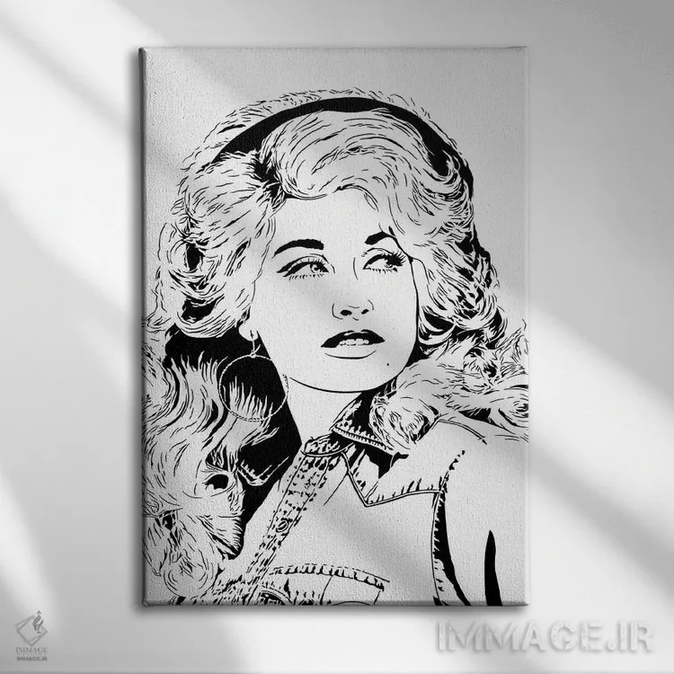 تابلو مدرن دالی پارتن اثر دراپ کیک آرت - نمای روبهرو روی دیوار