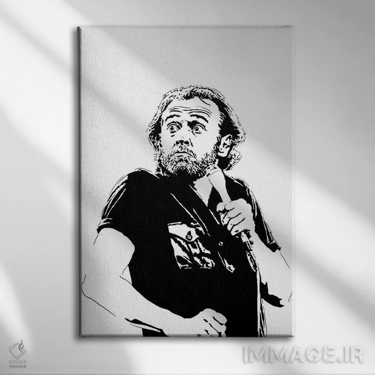 تابلو مدرن جرج کارلین اثر دراپ کیک آرت - نمای روبهرو روی دیوار
