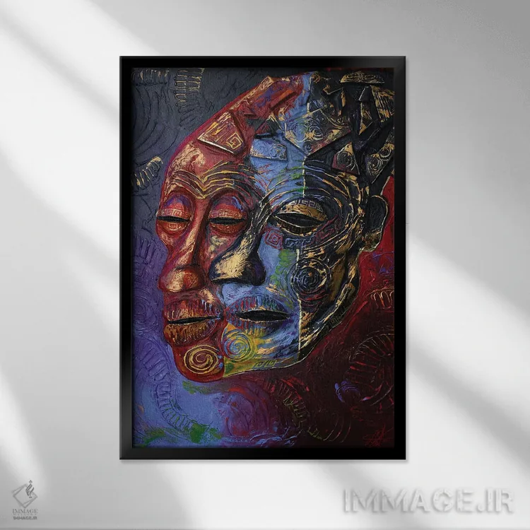 تابلو دکوراتیو ترکیب چهره ها اثر دیان جی - نمای قابدار مشکی