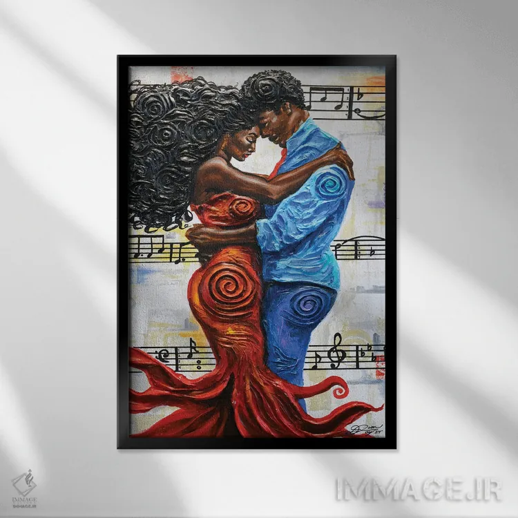 تابلو دکوراتیو برگه نت موسیقی اثر دیان جی - نمای قابدار مشکی