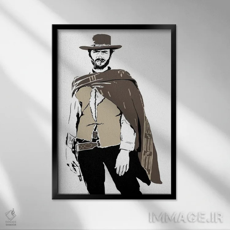 تابلو مدرن کلینت ایستوود اثر دراپ کیک آرت - نمای قابدار مشکی