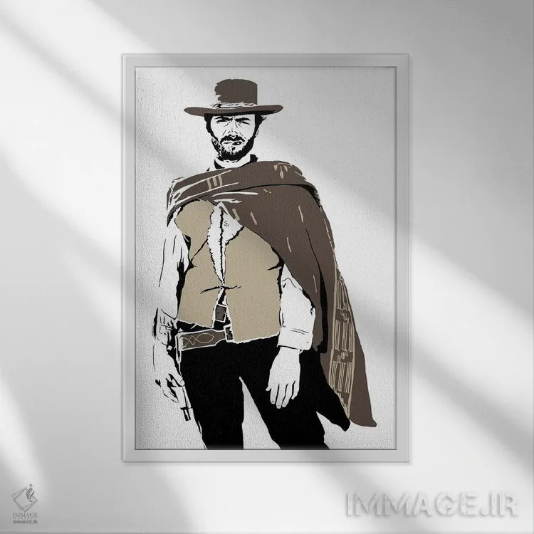تابلو مدرن کلینت ایستوود اثر دراپ کیک آرت - نمای قابدار سفید
