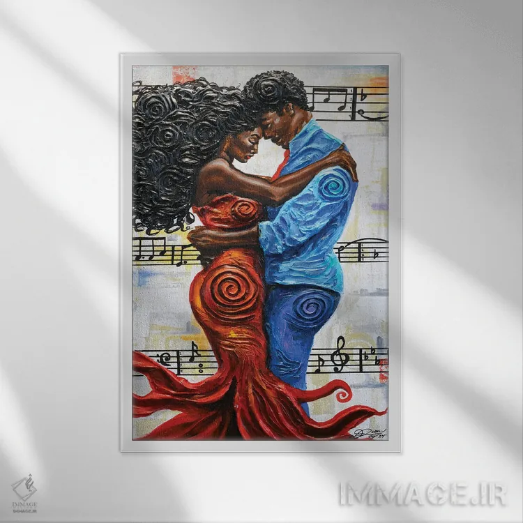 تابلو دکوراتیو برگه نت موسیقی اثر دیان جی - نمای قابدار سفید