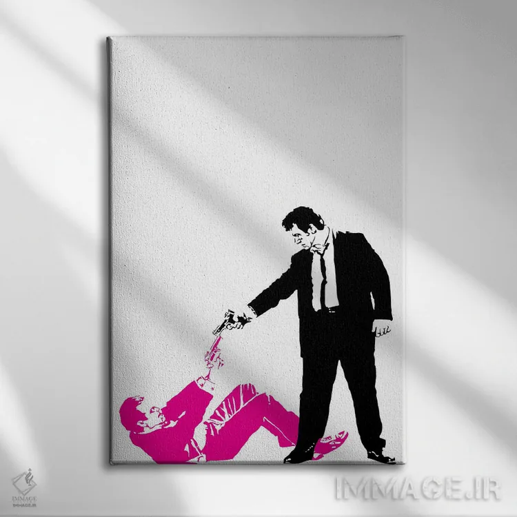 تابلو مدرن سگ های انباری اثر دراپ کیک آرت - نمای روبهرو روی دیوار