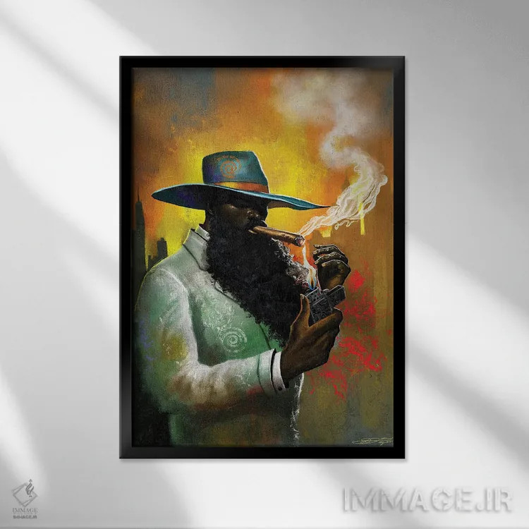 تابلو دکوراتیو شب های سیگار اثر دیان جی - نمای قابدار مشکی