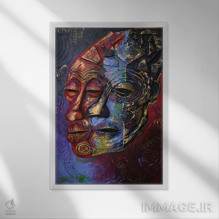 تابلو دکوراتیو ترکیب چهره ها اثر دیان جی - نمای قابدار سفید