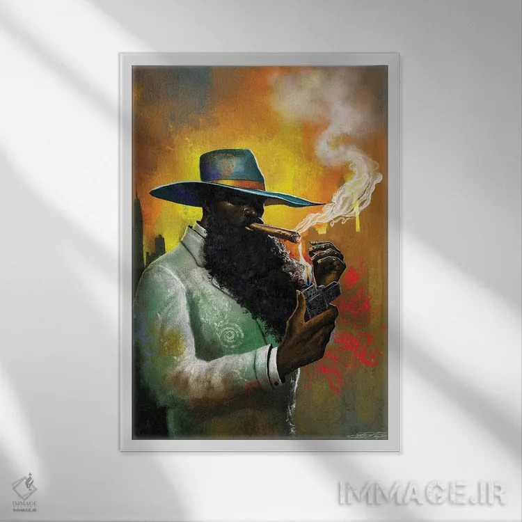 تابلو دکوراتیو شب های سیگار اثر دیان جی - نمای قابدار سفید