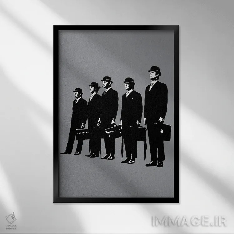 تابلو مدرن گروه کمدی مانتی پایتون اثر دراپ کیک آرت - نمای قابدار مشکی