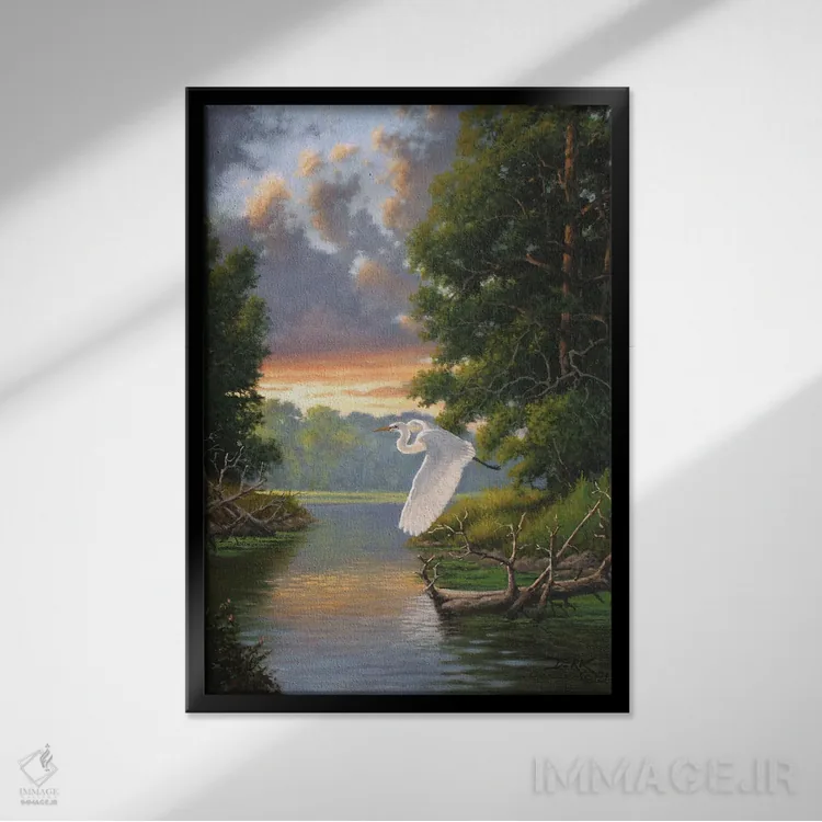 تابلو دکوراتیو فرود آمدن شب اثر درک هانسن - نمای قابدار مشکی