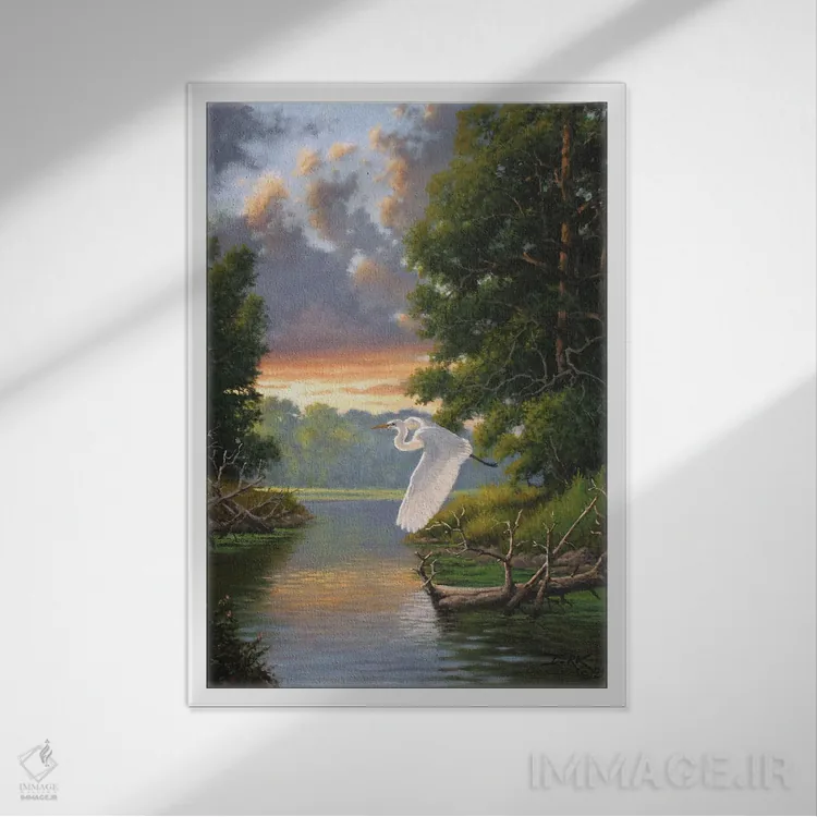 تابلو دکوراتیو فرود آمدن شب اثر درک هانسن - نمای قابدار سفید