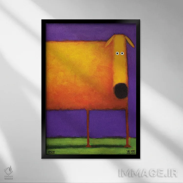 تابلو دکوراتیو سگ نارنجی یک اثر دنیل پاتریک کس لر - نمای قابدار مشکی