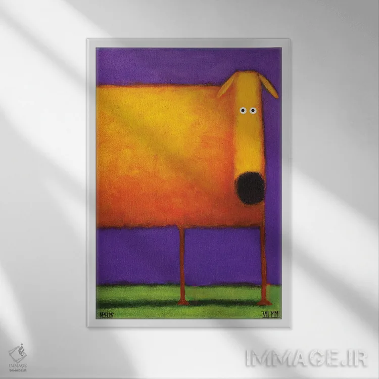 تابلو دکوراتیو سگ نارنجی یک اثر دنیل پاتریک کس لر - نمای قابدار سفید