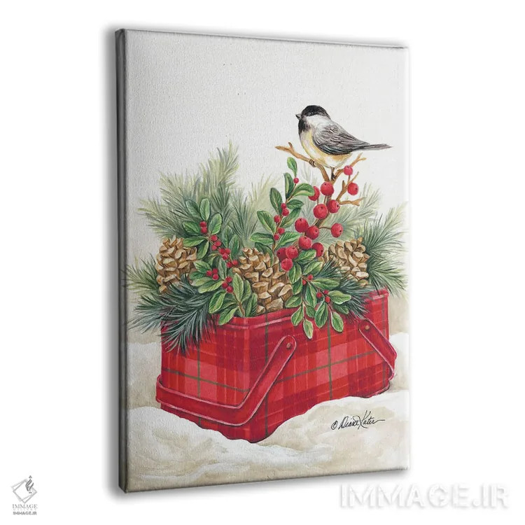 تابلو دکوراتیو قوطی فلزی قدیمی کلبه ی کریسمس اثر دایان کاتر - نمای پرسپکتیو محصول