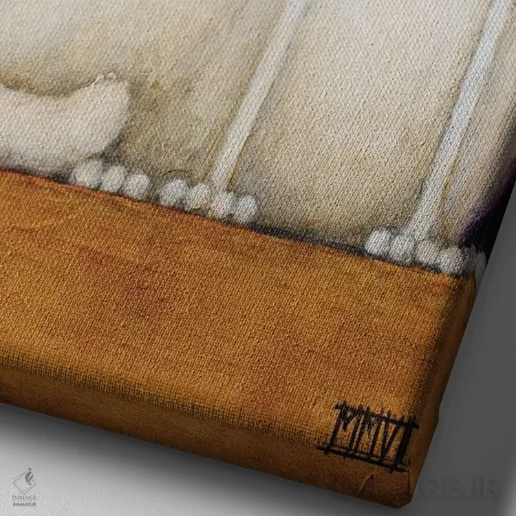 تابلو دکوراتیو گربه چاق اثر دنیل پاتریک کس لر - نمای نزدیک بافت بوم