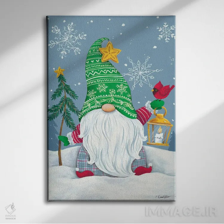 تابلو دکوراتیو کوتوله برفی با فانوس اثر دایان کاتر - نمای روبهرو روی دیوار